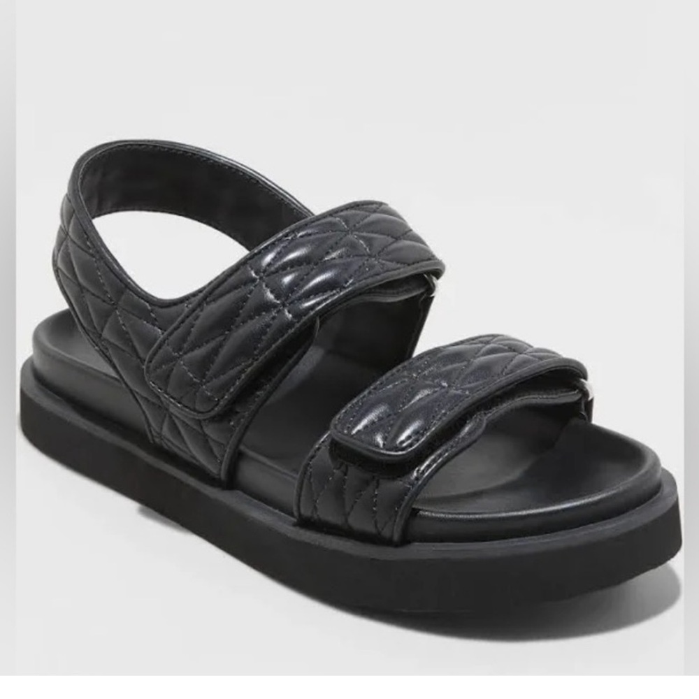 A New Day Black Quilted Ruthie Sandals size 8